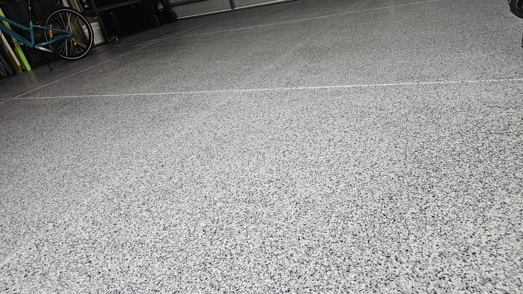 Epoxy flake garage floor with added glitter installed in Banksia Grove, W.A