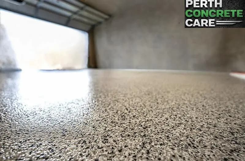 Light grey epoxy flake garage floor in Joondalup with full flake coverage
