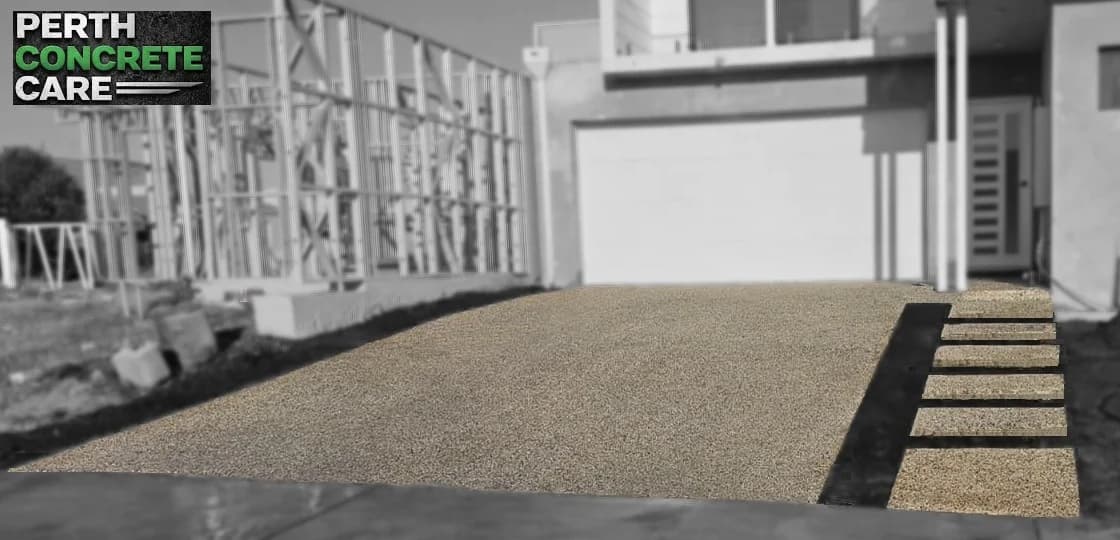 Exposed or washed aggregate driveway finish in Ashby, Western Australia