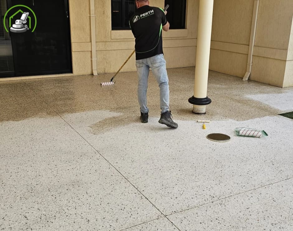 Exposed aggregate honed and sealed to a smooth coastal finish near Scarborough, Perth
